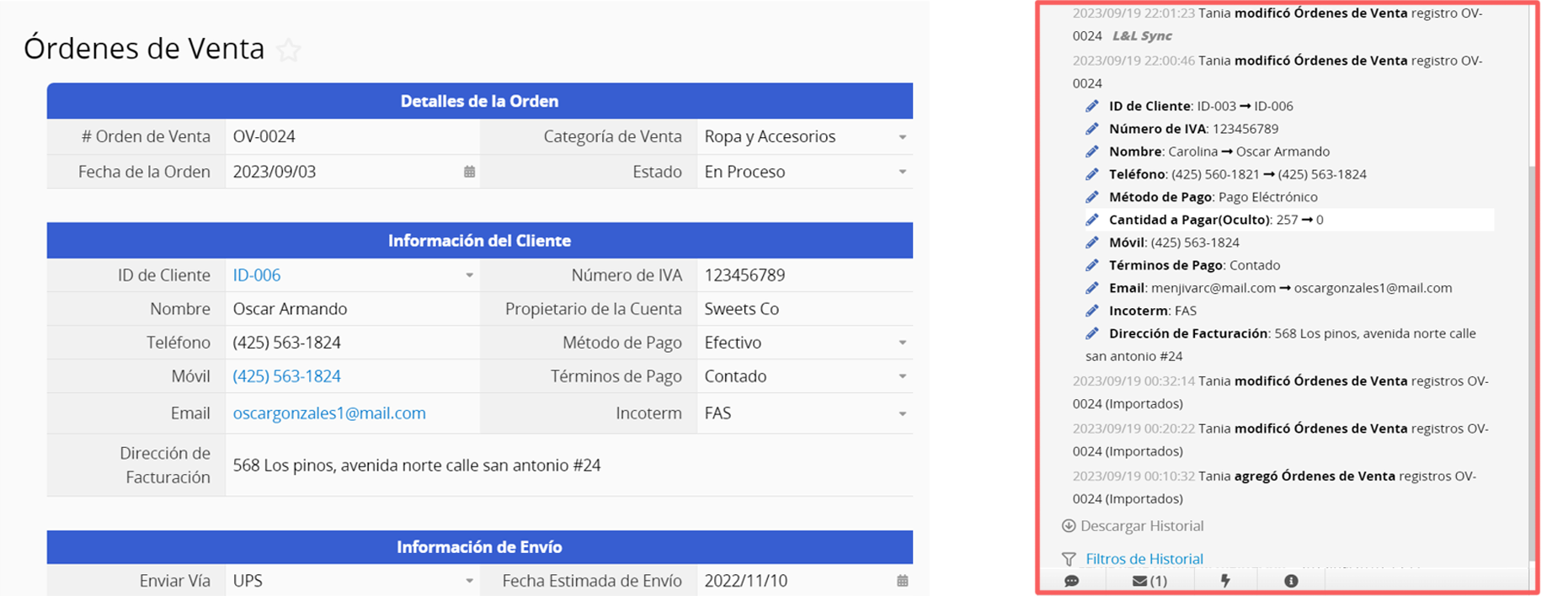 Historial para asegurar la transparencia de datos y prevenir disputas.